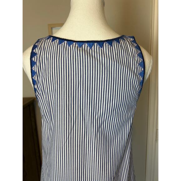 Vineyard Vines | Blue/White "Sarah Striped" Embroidered Trimmed Shift Dress | 2 - Picture 15 of 17